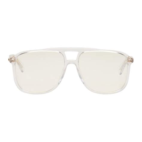 gucci transparent rectangular 80s sunglasses